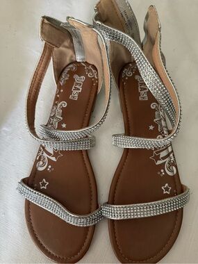 Silver Rhinestone Strappy Women's Sandals